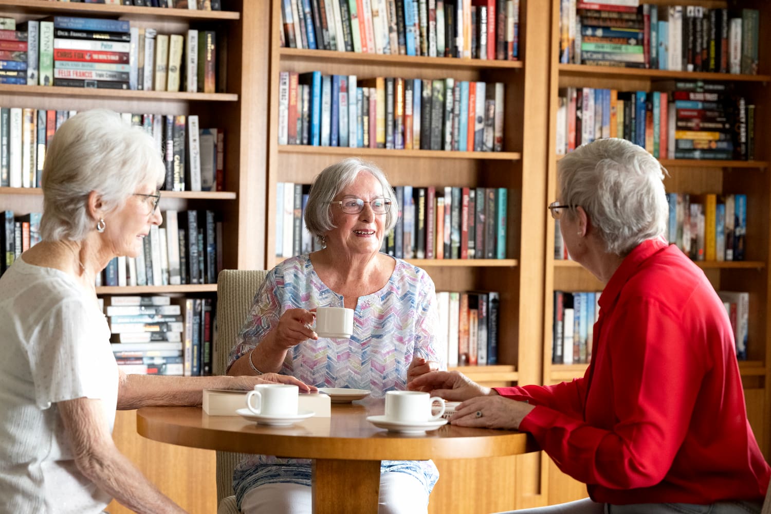 Residents enjoying tea and coffee