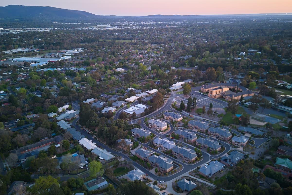 Image of Mingarra Retirement Living Aerial of Community at Dusk 