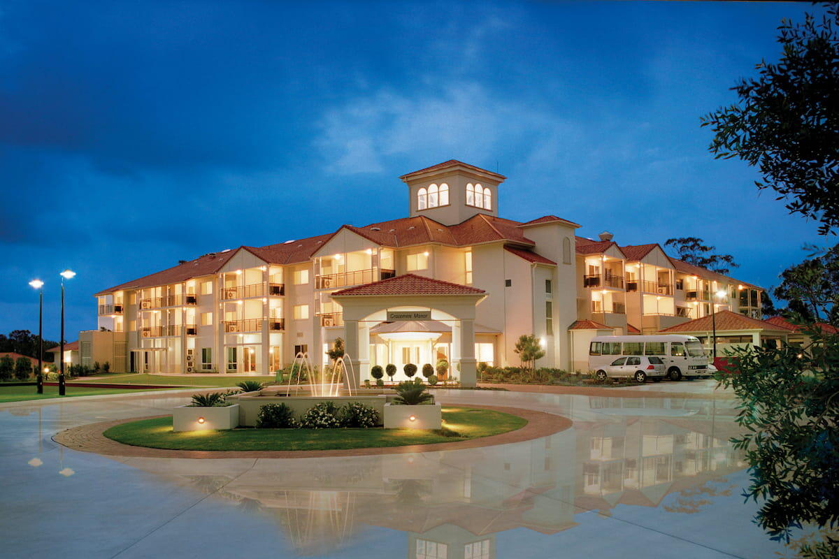Image of Peregian Springs Country Club Retirement Village Community Entrance with Buildings